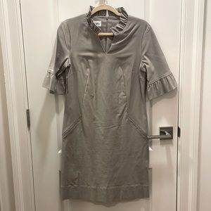 Sara Campbell Dress W/Ruffle Neckline Size 10 Khaki